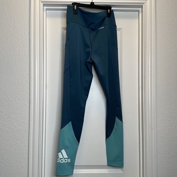 NWT! Adidas 2 tone teal leggings/tights with pocket.‎ Sz Medium - Picture 4 of 6